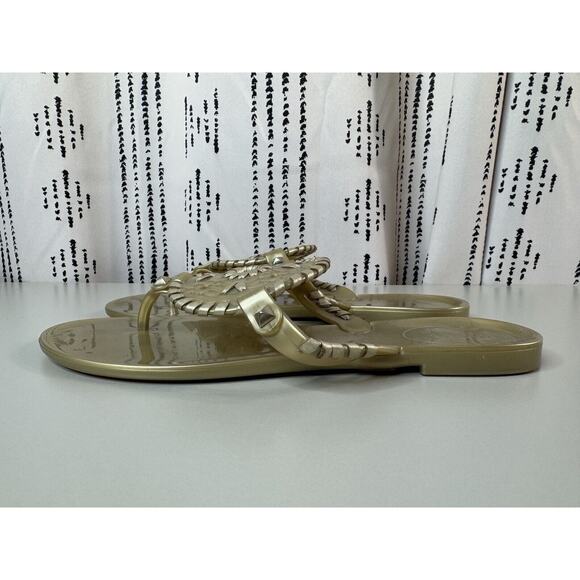 JACK ROGERS Womens Georgica Jelly Sandals 7 Gold Whip Stitch Summer Boho Preppy - Picture 4 of 13